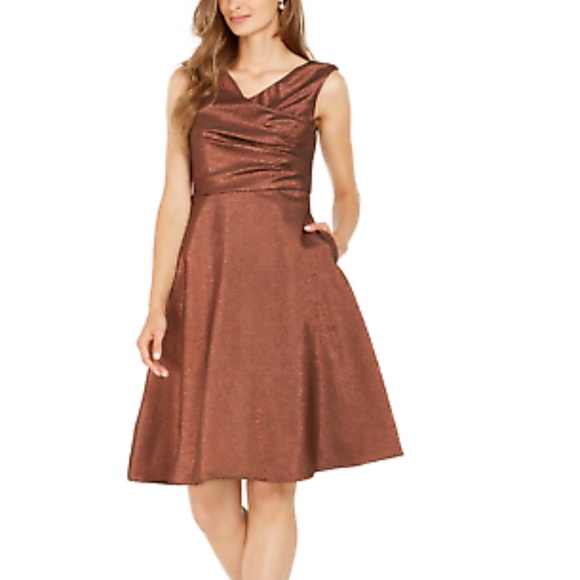 Adrianna Papell Dresses & Skirts - Adrianna Papell metallic cowlneck dress in copper size 8